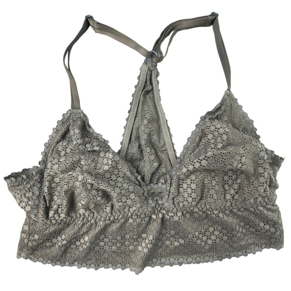 Aerie gray lace racerback style bralette women's size large - Picture 1 of 6